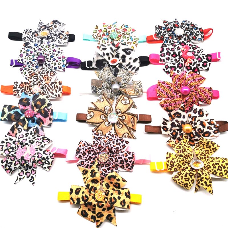 30/50 stuks luipaard strikjes voor honden, glimmende strass parels, accessoires voor kleine en middelgrote honden, strikjes, verzorgingsproducten voor honden: 30 stuks