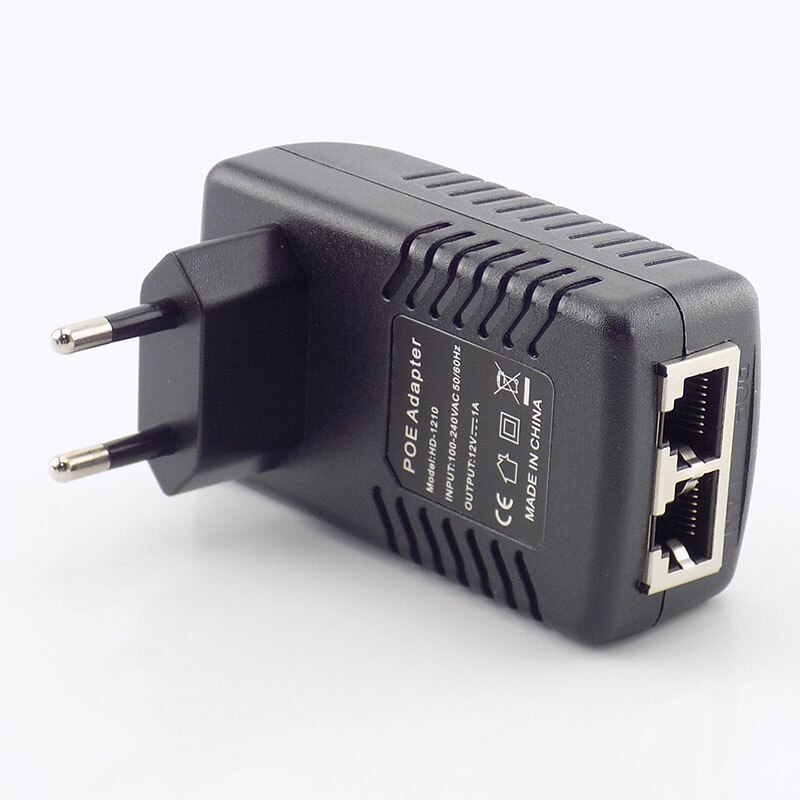 Inyector POE de 12V 1A, enchufe de pared, adaptador de fuente de alimentación POE, adaptador inalámbrico de Ethernet para cámara IP CCTV US/EU Plug A7