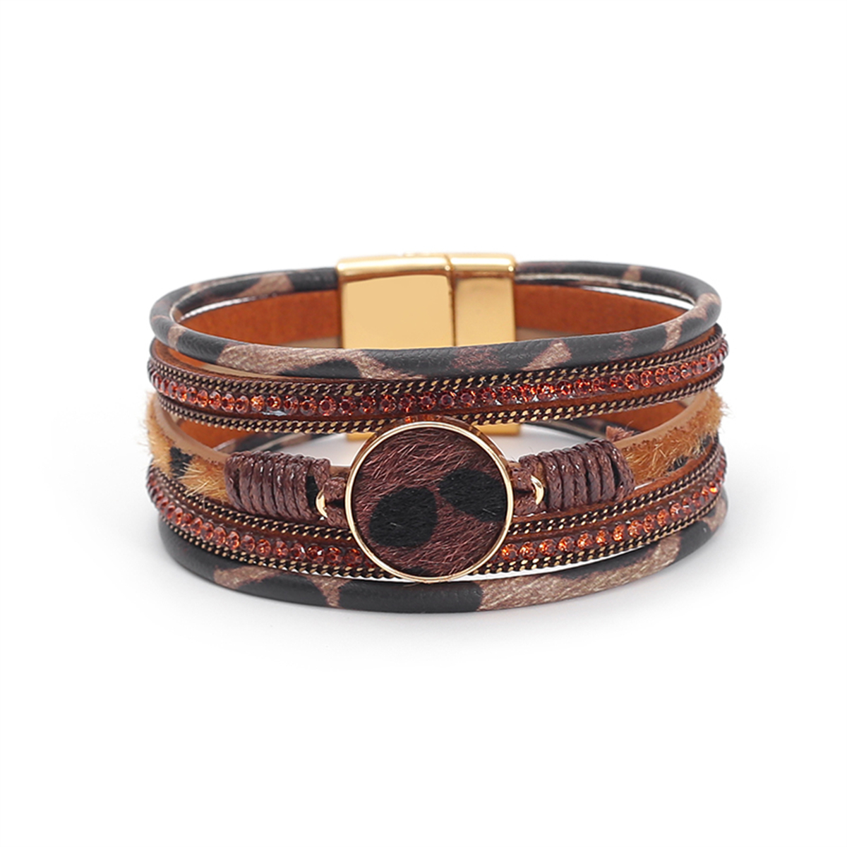 WYBU-Bracelets léopard à quatre Styles pour femmes, filles adolescentes, multicouche, large, Animal, imprimé guépard, Bracelet en cuir, bijoux: Imitation plaquée rhodium