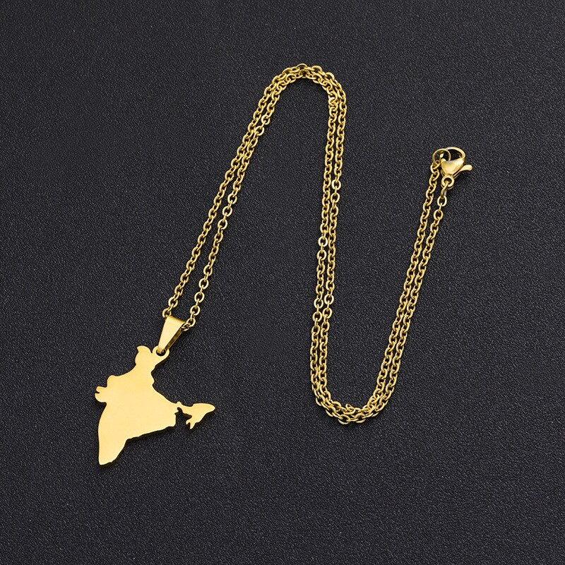 Wangaiyao Mode Eenvoudige India Kaart Hanger Rvs Ketting Geometrische Glossy Hollow Kaart Unisex Sieraden: A1