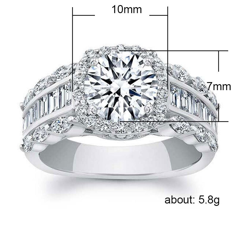 HUITAN Wedding Ring For Women Prong Setting Silver Plated Engagement Ring With Clear Cubic Zircon Ladies Finger Ring