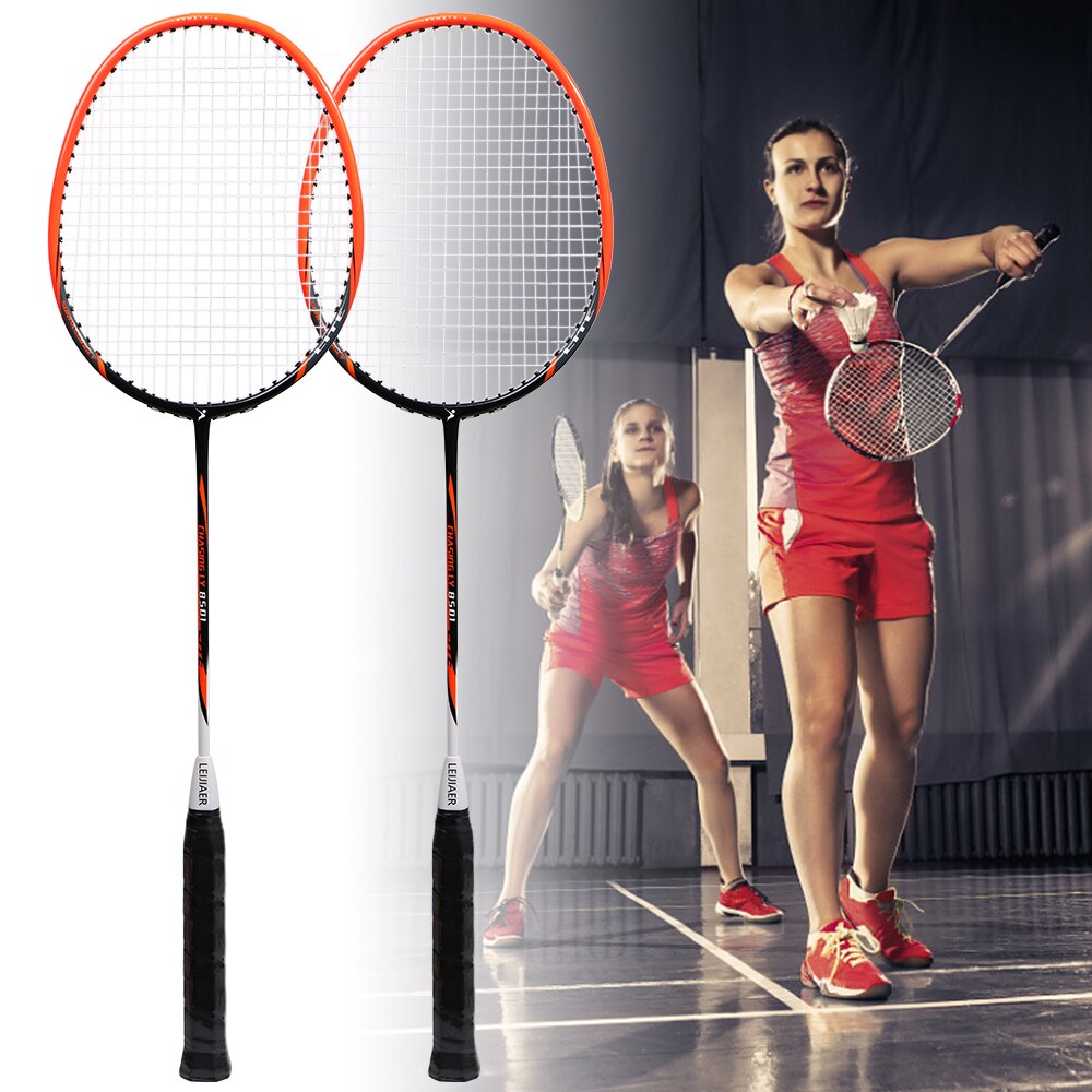 1 par integreret badmintonketcher carbon komposit badmintonketsjer af høj kvalitet battledore med taskestropper sport