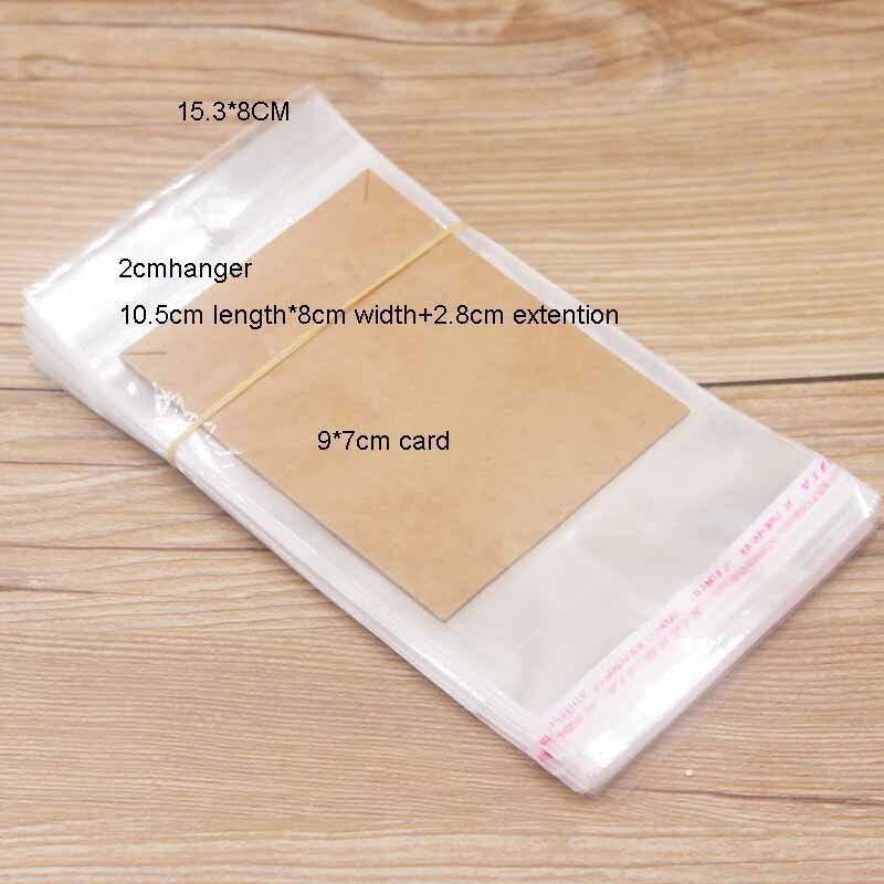 100PCS Storage Bags Transparent Self Adhesive Resealable Clear Poly Bags Packaging opp Bag jewelry card matching opp bags: 15.3x8cm