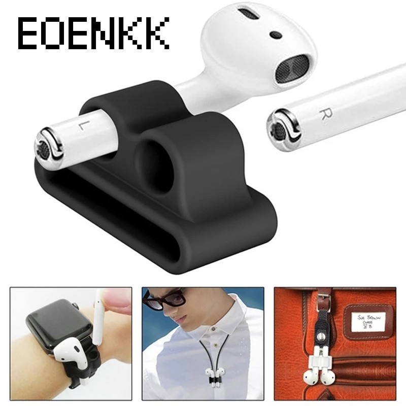 Support d'écouteurs Bluetooth en Silicone Anti-perte, pour AirPods Apple i7, Clip de support d'écouteurs pour Apple Watch