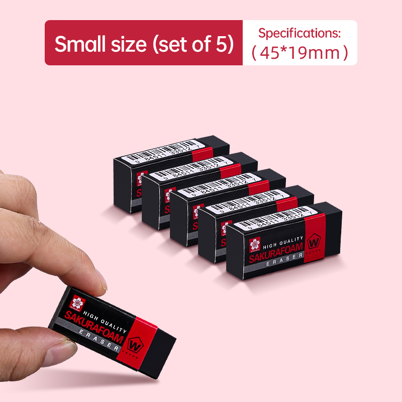 5 stk. sakura skumviskelæder, skitsetegning, kunstviskelæder, ultrarent, elevviskelæder, skoleartikler, leverandør: Militærgrøn