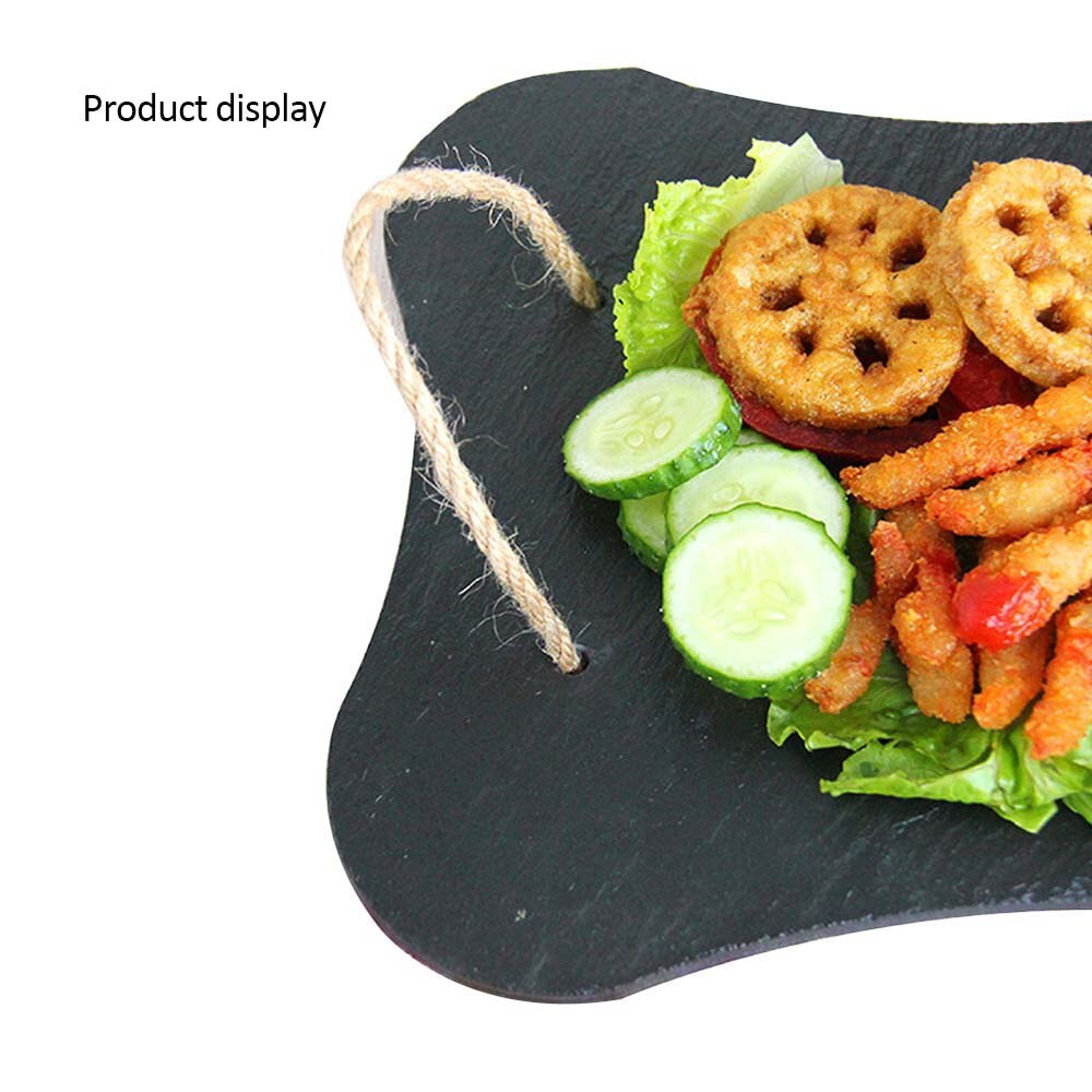 Placa de pizarra de personalidad creativa pizarra Irregular plato occidental estante para tartas restaurante suministros de cocina 29x18cm 20
