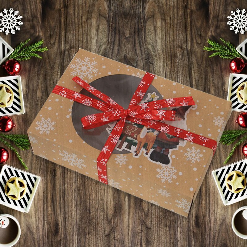 Noël bonbons Biscuit boîte Kraft papier gâteau Muffin emballage boîte réutilisable noël bonhomme de neige modèle pâtisserie décoration boîte