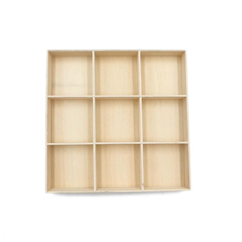 Nine Grid Unfinished Wood Craft Box Unfinished Wood Wooden Unfinished Storage Box Make Your Own Box, Jewelry Box