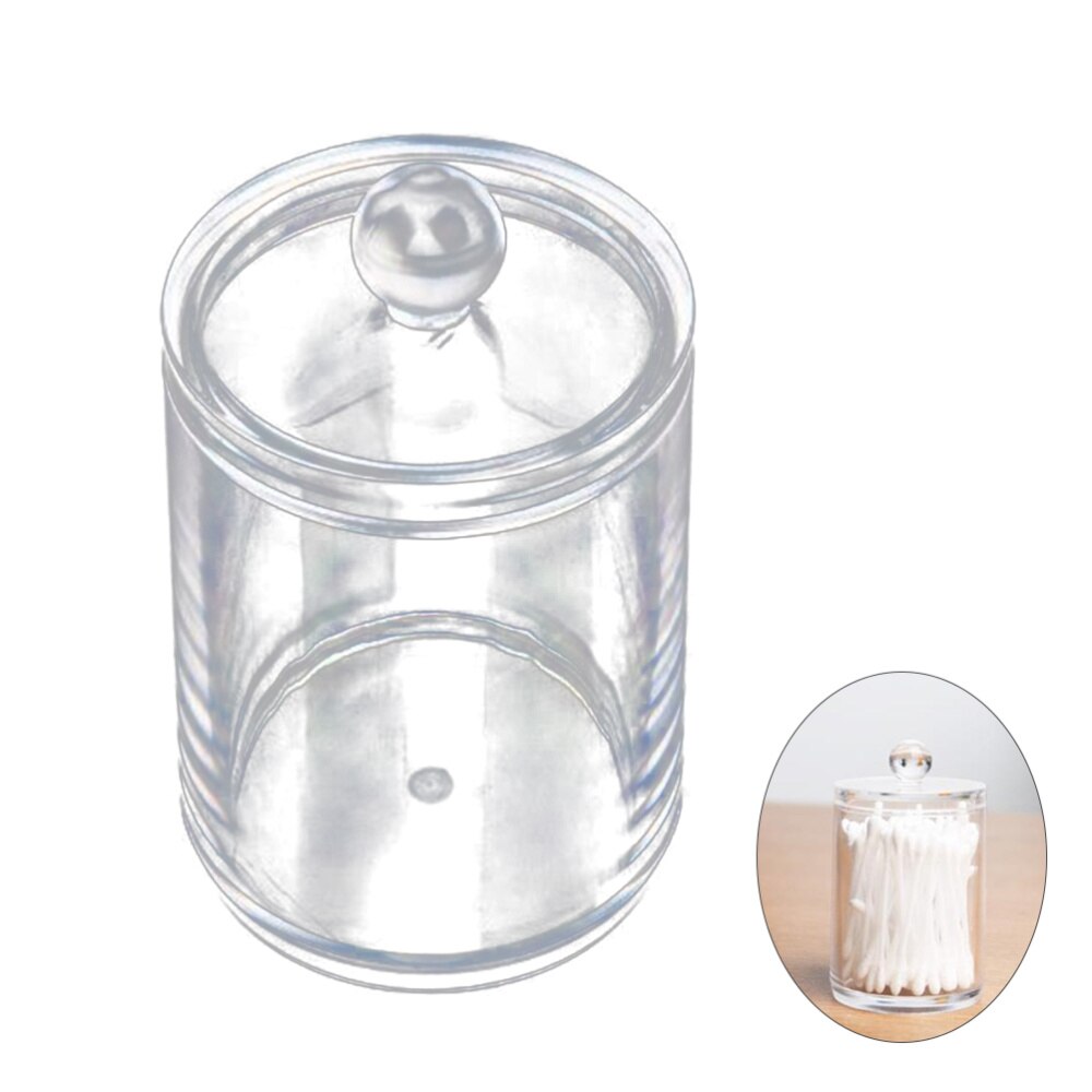 Transparent Cotton and Swab Dispenser Acrylic Round Container Cotton Pads Holder Swab Jar Makeup Organizer