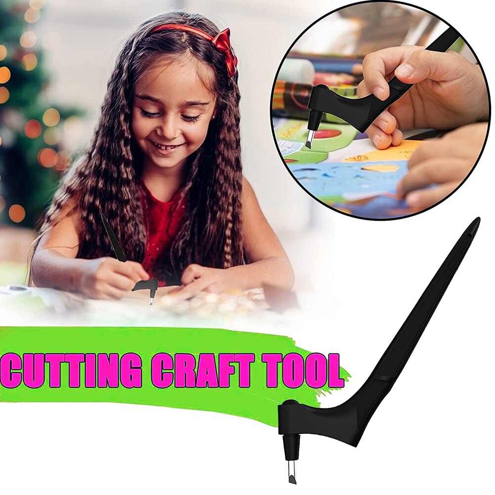 Herramienta de tallado de papel con cabeza giratoria de 360 grados, pluma de grabado DIY para álbum de recortes, cuchillo de tallado, hojas, herramienta de tallado de madera