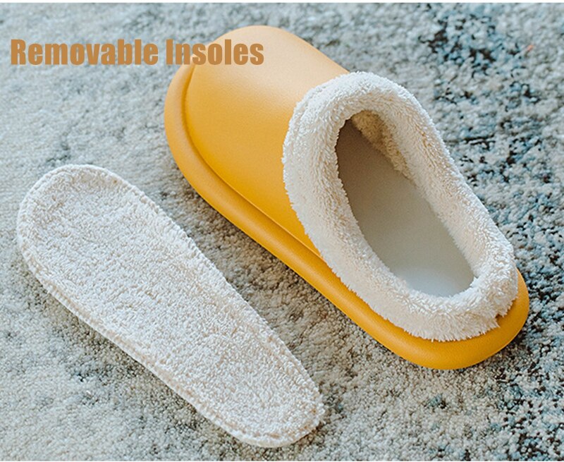 Herfst en winter huispantoffels heren dames waterdichte platform katoenen pantoffels dikke bodem antislip binnen warm zacht