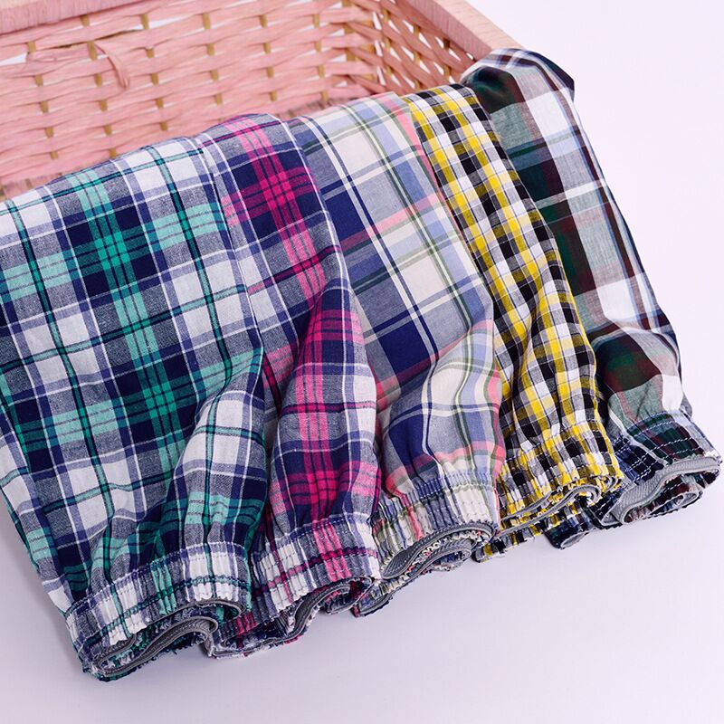 4pcs/lot Classic Plaid Underwear Cotton Mens Trunks Homme Plus Size Arrow Panties Boxer Loose Men Boxers mens underwear boxers