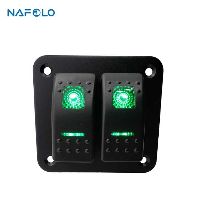 2 Gang Rocker Switch Panel 12-24V LED Waterproof Switch Panel Circuit Breaker for Car Marine Boat Camper Caravans Travel Trailer