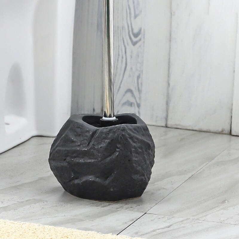 Stone Shape Toilet Brush Ceramics Floor-standing Holder Practical Cleaning Brushes Bathroom Accessories Clean Tool