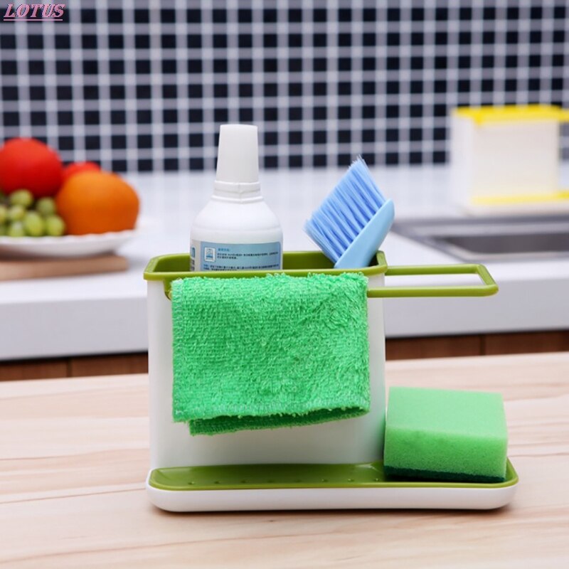 Storage Shelf Sponge Holder Draining Sink Box Kitchen Organizer Draining Rack Dish Storage Rack Stands Utensils Towel Rack