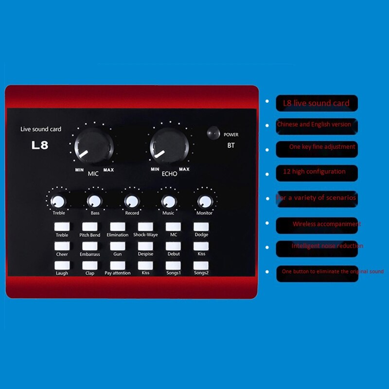 Live Sound Card, Voice Changer Device for PS5//Phone/iPad/Computer,Sound Card with Multiple Funny Sound Effect (L8)