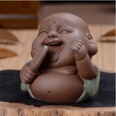 Glad buddha grine smilende buddha lille størrelse porcelæn leret ler te kæledyr geyao håndværk knitre glasur te spille på salg: Stil 8