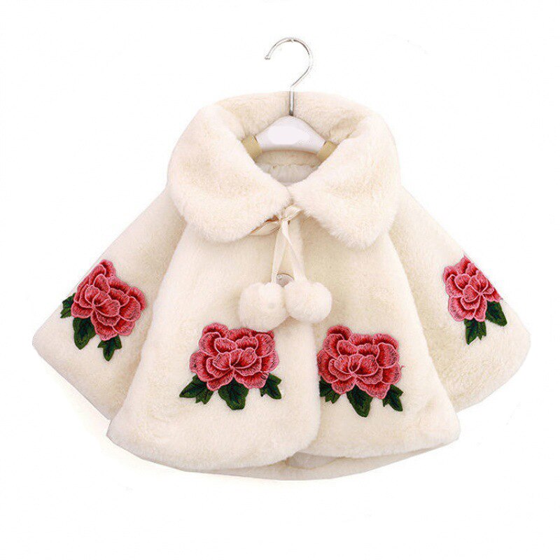 Originele Zebra Vergeet Baby Meisjes Winter Wollen Windjack Kinderen Rozen Borduren Uitloper Kids Pluche Verdikte Overjassen: p-4489547189-zz-A / 6T