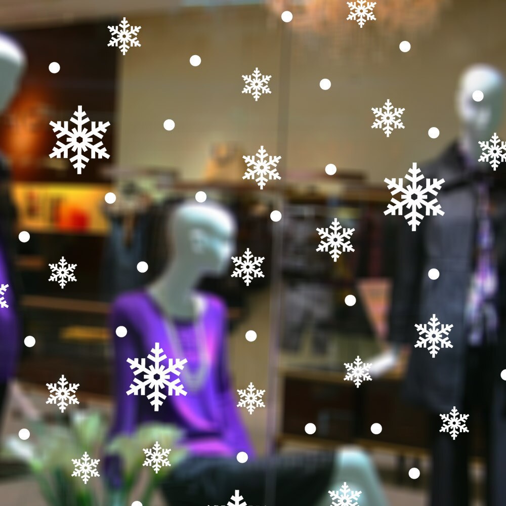 thumbnail: OULII 3D Fluorescerende Sneeuwvlok Stickers – 50 Stuks, Blauw, Voor Kerstdecoratie