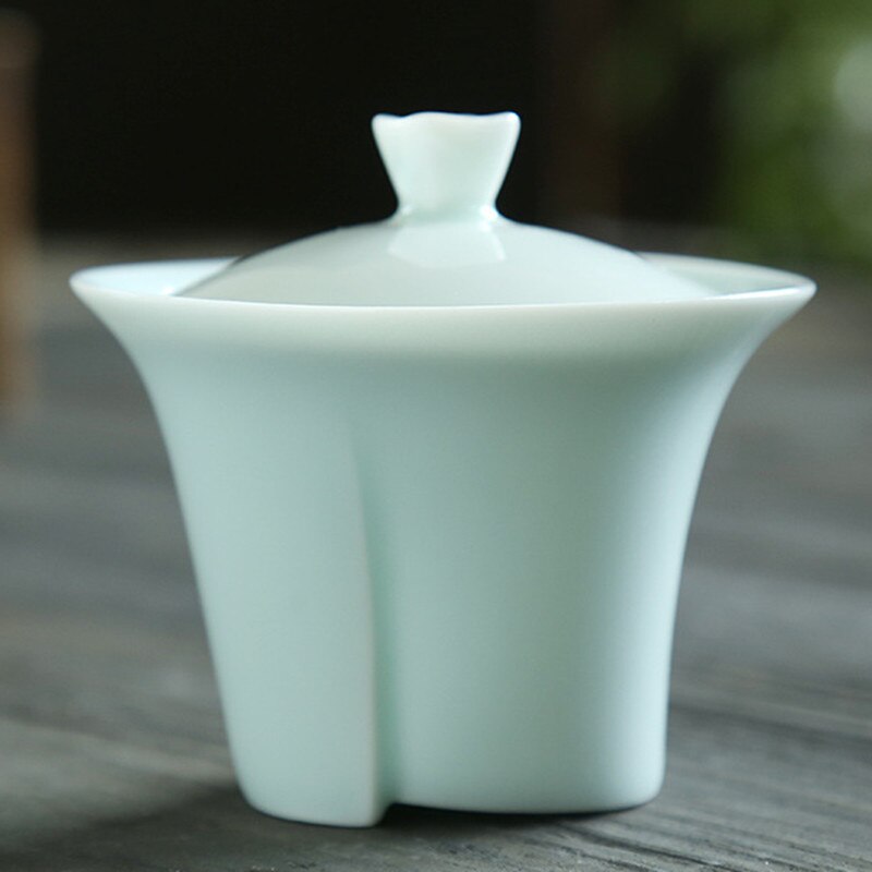 Hvid porcelæn stor skål te terrin vintage keramik gaiwan fedt jadejapansk håndlavet sancai kunst tilbehør boligindretning
