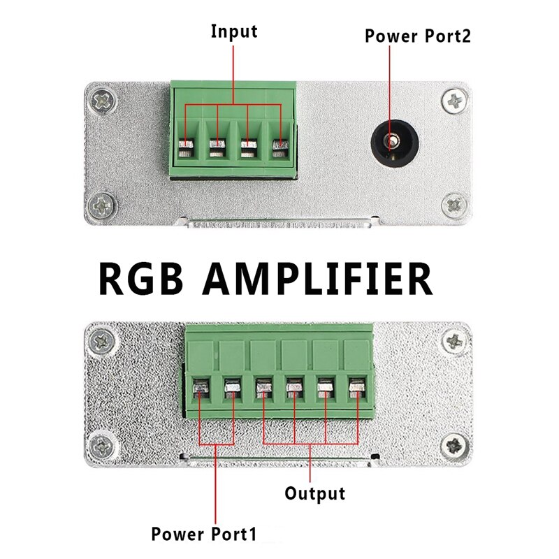 RGB RGBW Amplifier, DC12-24V 24A 4 Channel Output Circuit Aluminum Shell LED Strip Controller Data Signal Repeater