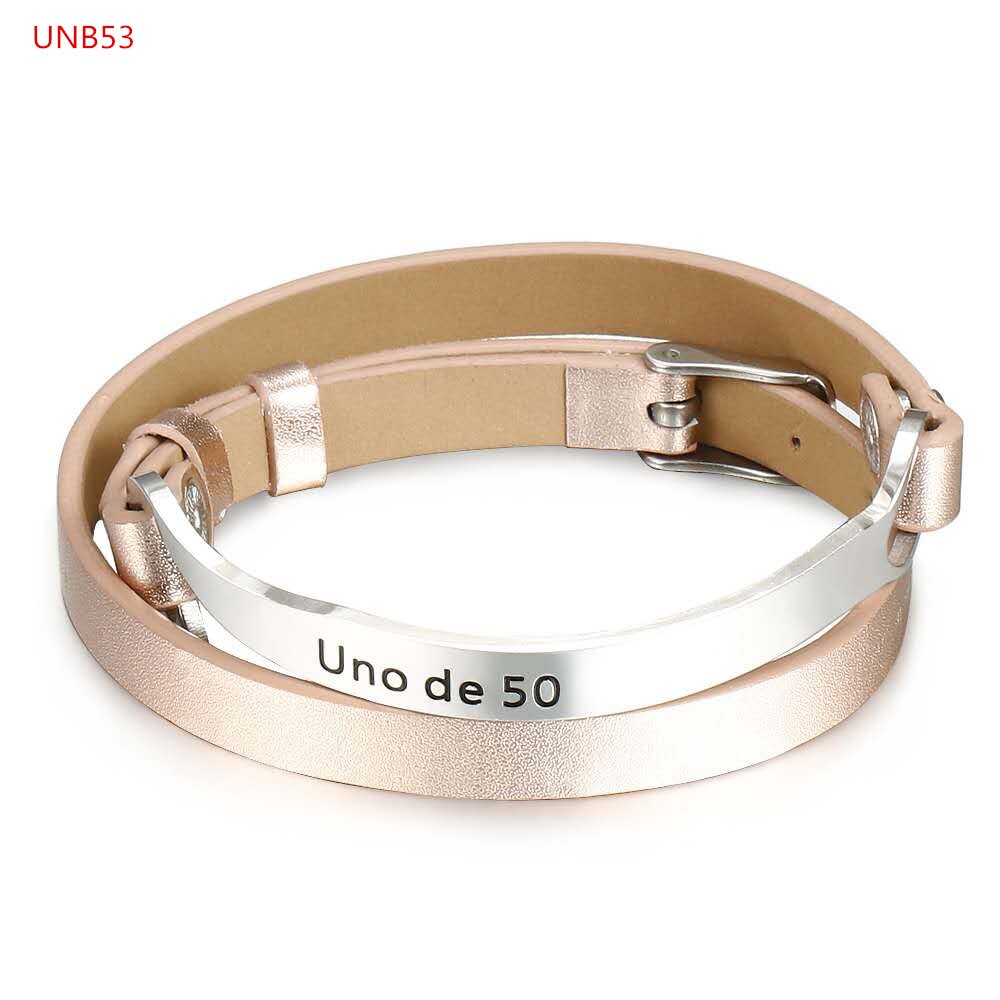 Women Men Silver Color Gold Stainless Steel Roud Ball Bead key Uno 50 Lock Weave Chain Bracelet Jewelry: 21