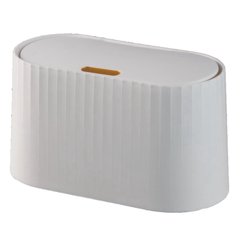 Mini Desktop Prullenbak Met Deksel, Klein Kantoor Aanrecht Prullenbak Kleine Plastic Vuilnisbak Wit
