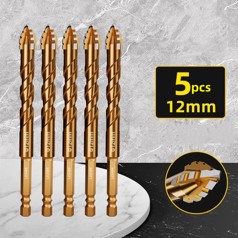 Upgraded Four-edged Sawtooth Drill Bit For Tile Drilling And Concrete Special Electric Drill Ultra-high Hardness Drill Bit: black
