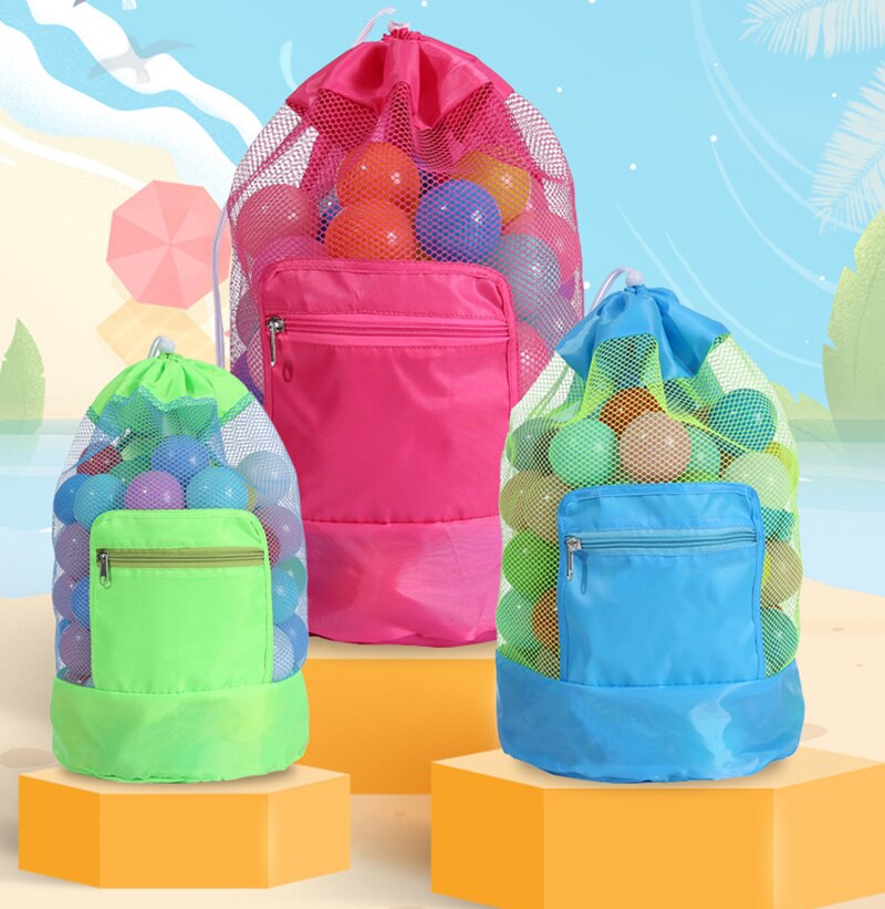 Borsa da spiaggia per bambini portatile per bambini borsa da spiaggia per bambini giocattoli da spiaggia per bambini borse a rete per stoccaggio zaino pieghevole per bambini