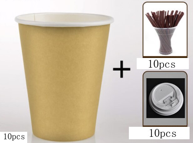 12oz 400ml Wegwerp Koffie Kartonnen Beker Met Koffie Roer Bar & Cover: White cap