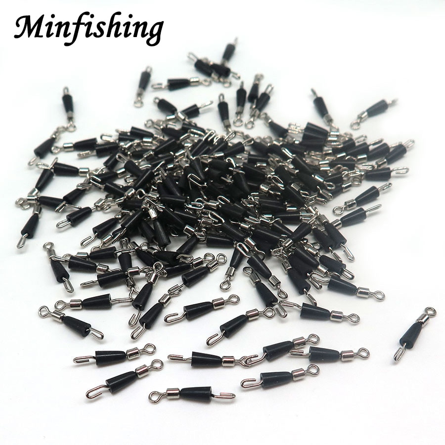 Minfishing 25 pcs/lot Quick Change Rolling Swivel Snap Clip with Rubber Sleeve Swivel Connector Fishing Line Lure Accessories