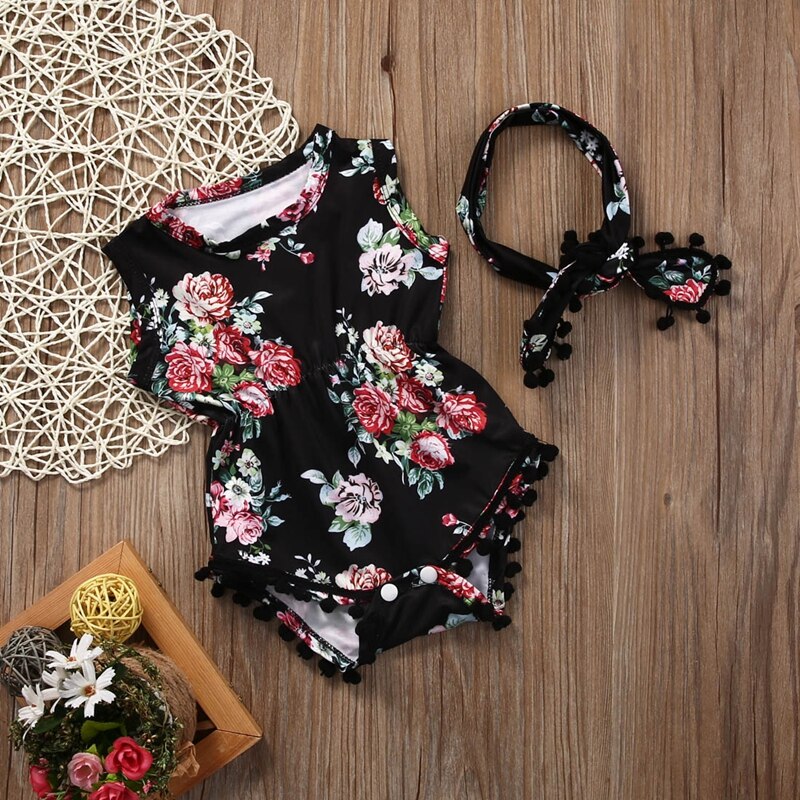 Ropa de verano para niños niño Floral Body para bebé-piezas Pirncess chicas Braga trajes ropa