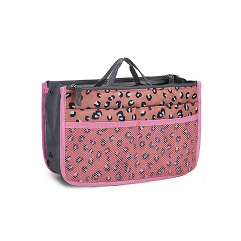 Bolsa organizadora de nailon para mujer, bolso organizador de viaje con forro grande, bolsa de cosméticos para maquillaje, bolso de mano barato para mujer: Naranja