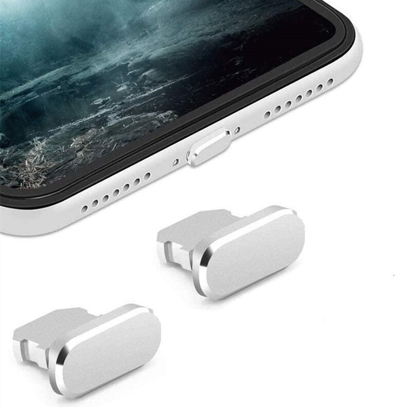 2 Stuks Aluminium Anti Stof Plug Voor Iphone 13 12 Mini 11 Pro Max Xs 8 Plus Ipad Airpods apple Serie Lightning Port Cover: 2 PCS Silver