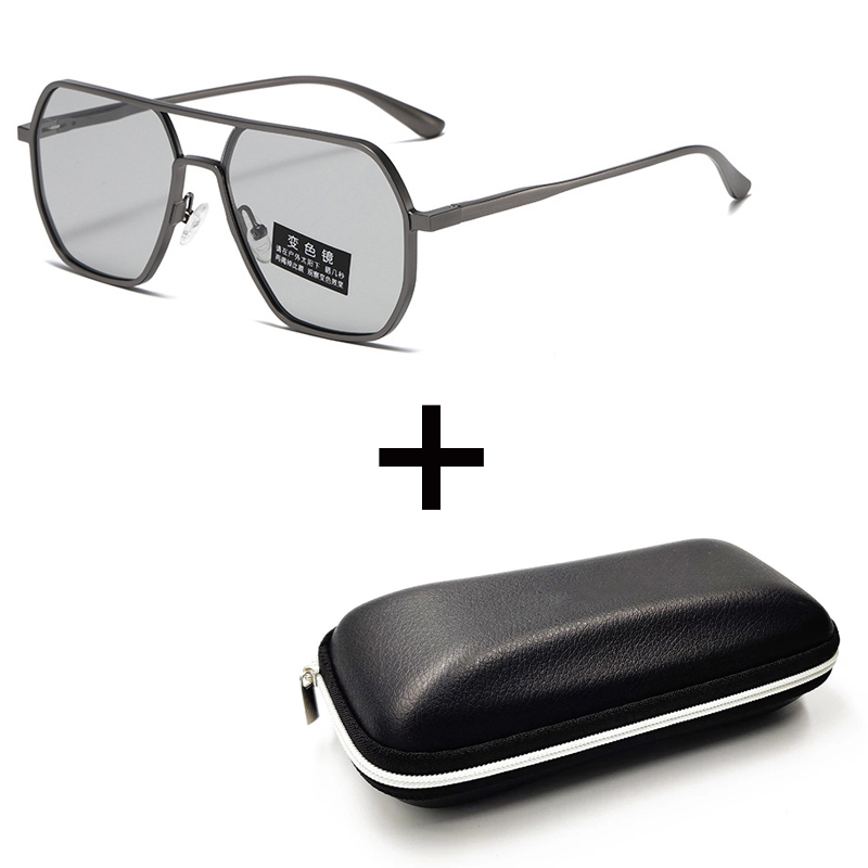 Óculos de sol fotocromáticos de metal de luxo masculino feminino moda polarizada óculos de sol elegante camaleão anti-reflexo óculos de condução uv400
