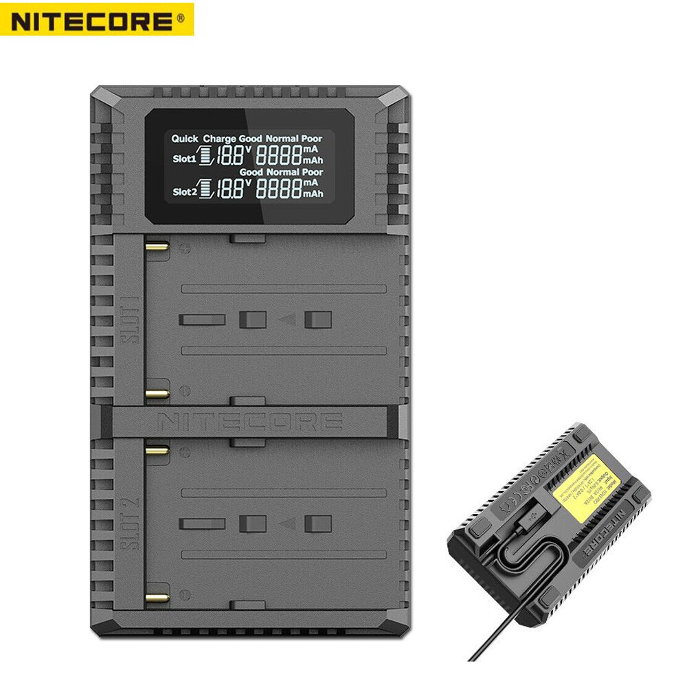 Nitecore USN3 Pro Dual Slot Usb Qc Oplader Voor Sony NP-FM500H NP-F550 NP-F970 NP-F770 NP-F730 NP-F750 F550 F970 Camera Batterij