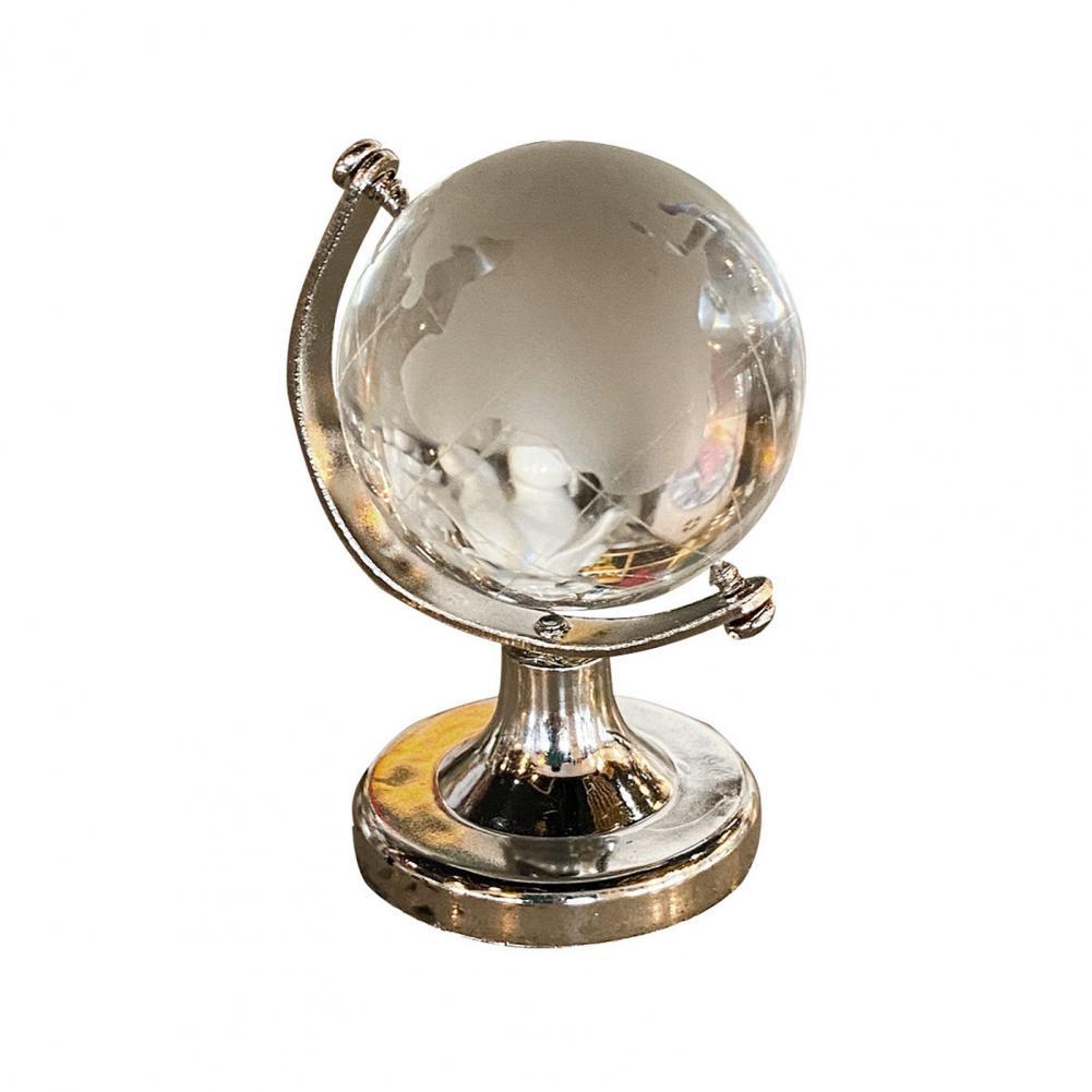 Round Earth Globe Durable Transparent Crystal Earth Globe Artificial Crystal Sphere Ball: WHITE