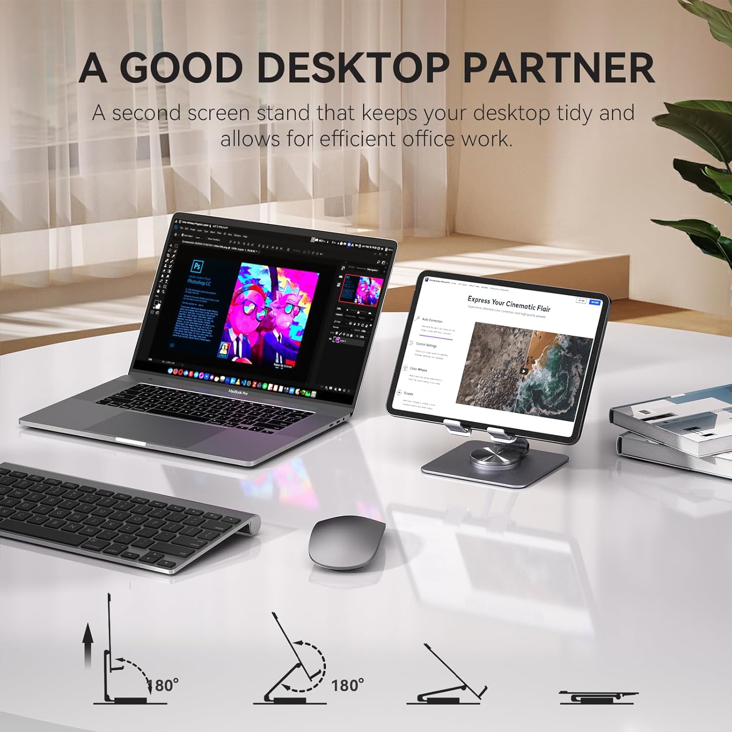 Minisopuru iPad-standaard voor bureau 360-draaibaar Opvouwbare draagbare monitorstandaard iPad-accessoires voor thuiskantoor 2024 iPad Pro-standaard
