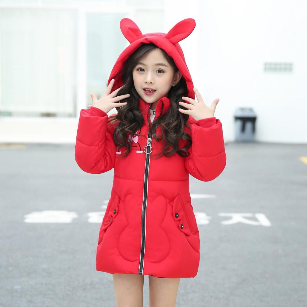 Girls Winter Jacket Kids Parka Hooded Thicken Warm Children Outerwear Girls Coat 3 4 5 6 7 8 9 10 Years Child Wear: red / 8