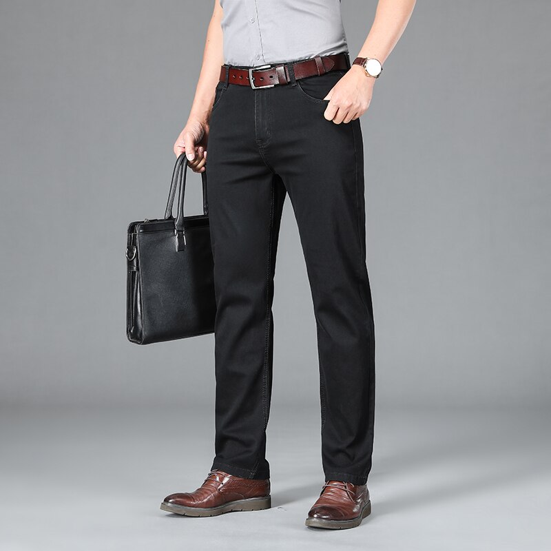 Men Business Jeans Classic Spring Autumn Male Skinny Straight Stretch Brand Denim Pants Summer Overalls Slim Fit Trousers 2019