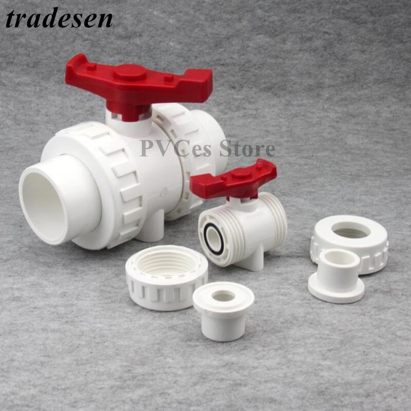 1Pcs I.D20mm~50mm PVC Ball Valve Union Valve Pipe Fittings Garden Home Pipe Connectors Aquarium Fish Tank Water Tuber Adapter