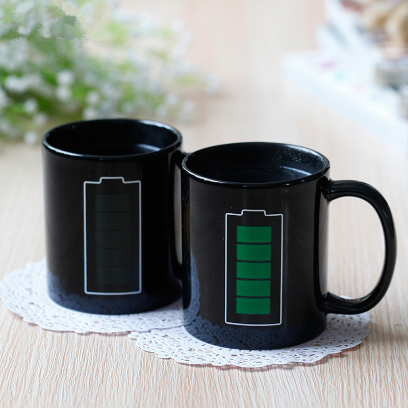 Batterij Magische Mok Positieve Energie Kleur Veranderende Cup Keramische Verkleuring Koffie Thee Melk Mokken Novelty