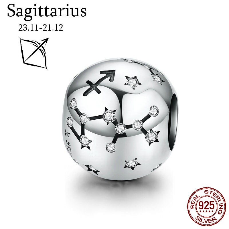 Codemonkey original sterling silber 925 sternbild-zodiak-rundperlen 12 passend für original 3mm armbandanhänger, cmc 1218: Schütze -9