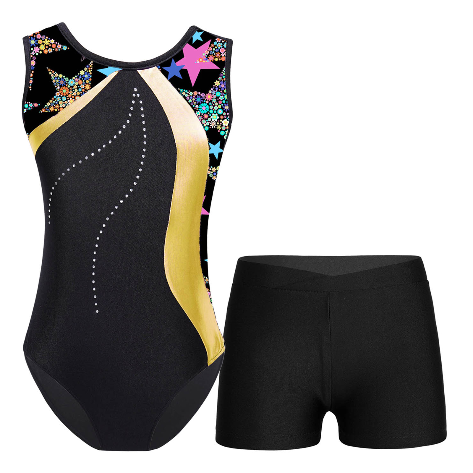 Trajes de baile de Ballet sin mangas para niños, leotardos de gimnasia para niños, mono con pantalones cortos, conjuntos de Ropa de baile para niñas, mono de Yoga: XXL / Castaño