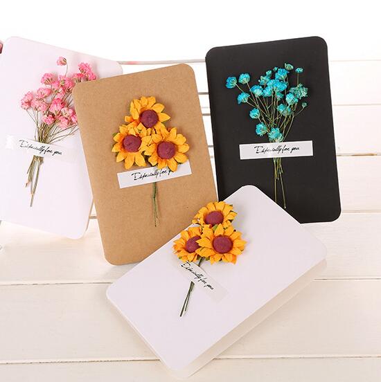 Tørre blomsterkort bursdagskort for jente barn kone mann bursdagskake gratulasjonskort postkort kort