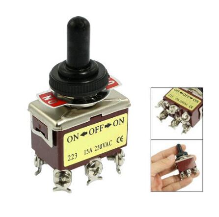 Heschen, Metal Toggle Switch DPDT (ON)/OFF/(ON), 3 Heschen, Metal Toggle Switch DPDT (ON)/OFF/(ON), 3
