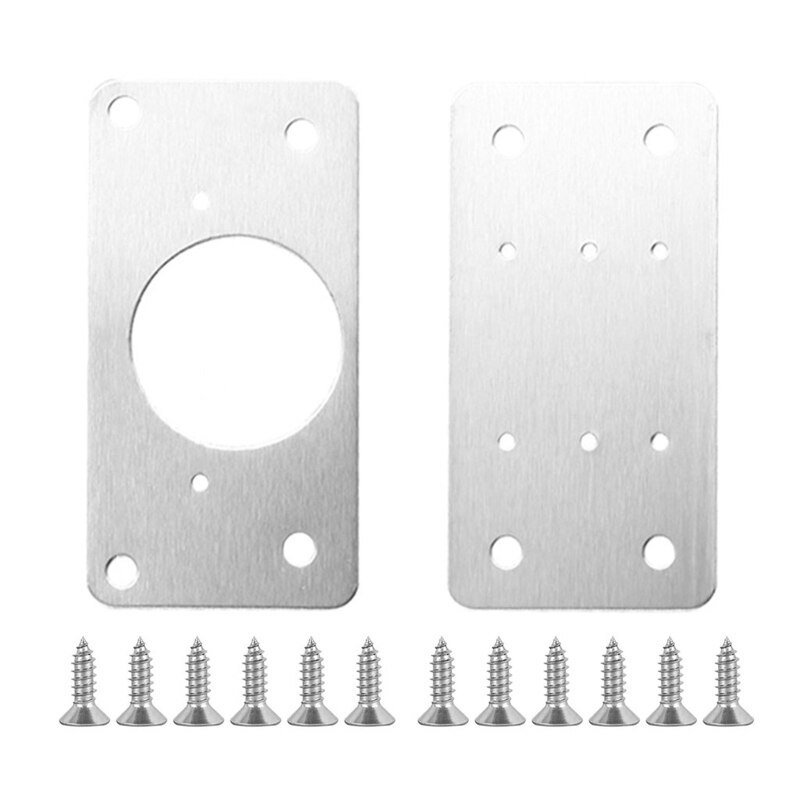 2Pcs Hinge Repair Plate Brushed Stainless Steel Cabinet Hinge Fixing Plate Bracket Kit for Furniture Kitchen Closet Door 29EA