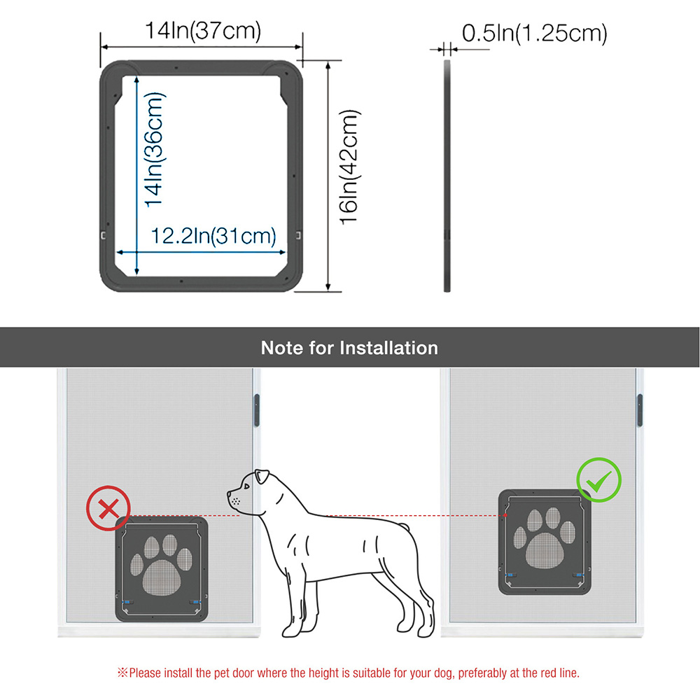 Multifunction Pet Magnetic Door For Dog Abs And Nylon Net Pet Screen Door Automatic Lockable Flap Screen Door For Dogs