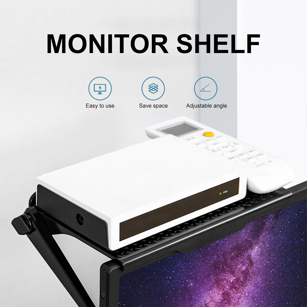 TV Top Shelf Adjustable Screen Top Shelf Easy Mount TV Top Storage Bracket Computer Screen Display Shelf