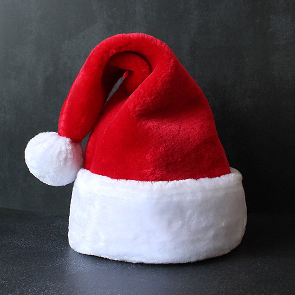 Christmas Hats Xmas Decorations Family Red Plush High Knitted Fabric Moisture-wicking Children Adults Thickened